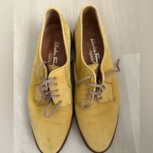 Salvatore Ferragamo Yellow Suede Oxfords